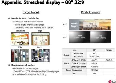Barre o Signage esticado LG 88&quot; de Digitas da exposição do LCD pixéis de LD880DEN-UKA2 3840*1080 56 cores 700CD/M2 do Pin 1.07B